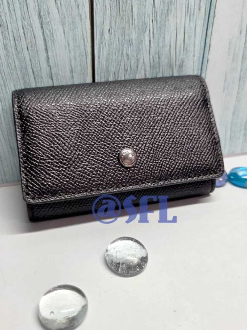 Coach 5 Ring Leather Key Case In Black Key Card Holder Retired Minimalist Classy